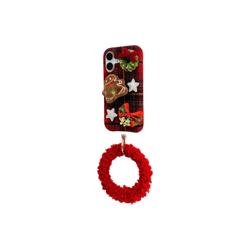Wei Xin Plush Material Flannelette Gingerbread Man Phone Cases Compatible With IPhone 16/15 Pro Max/Apple 13/14 Pro/Max-3