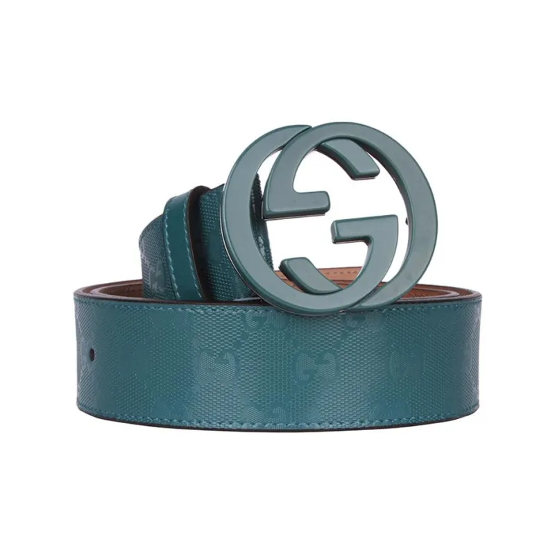 GUCCI Leather Belts Unisex Green 4CM-2