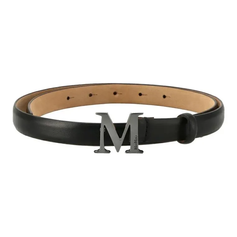 'S MAX MARA Leather Belts Women's Black Width 2CM-0