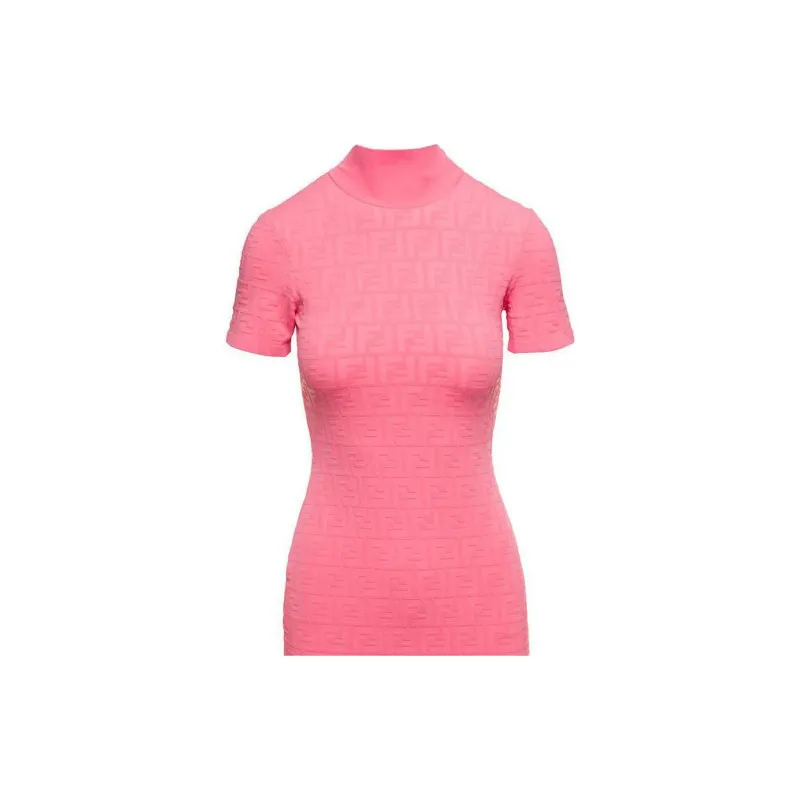 FENDI Monogrammed Turtleneck Dress-2