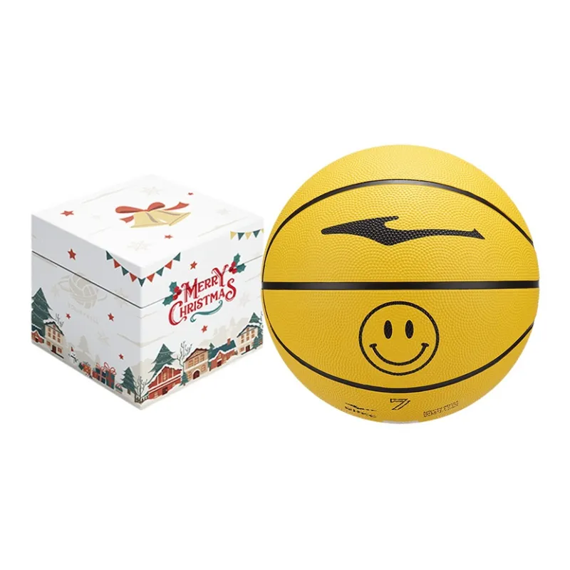 Erke Smiley Face Collection Rubber Basketball Black Yellow Size 7.5 Training Competition Unisex-9