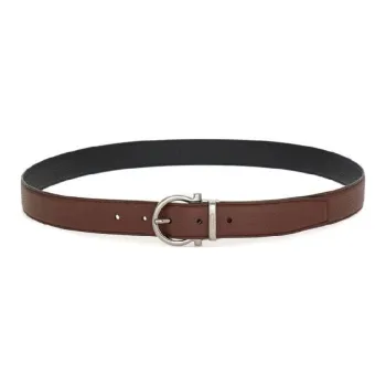 FERRAGAMO Leather Leather Belts Men's Brown Width 2.8CM