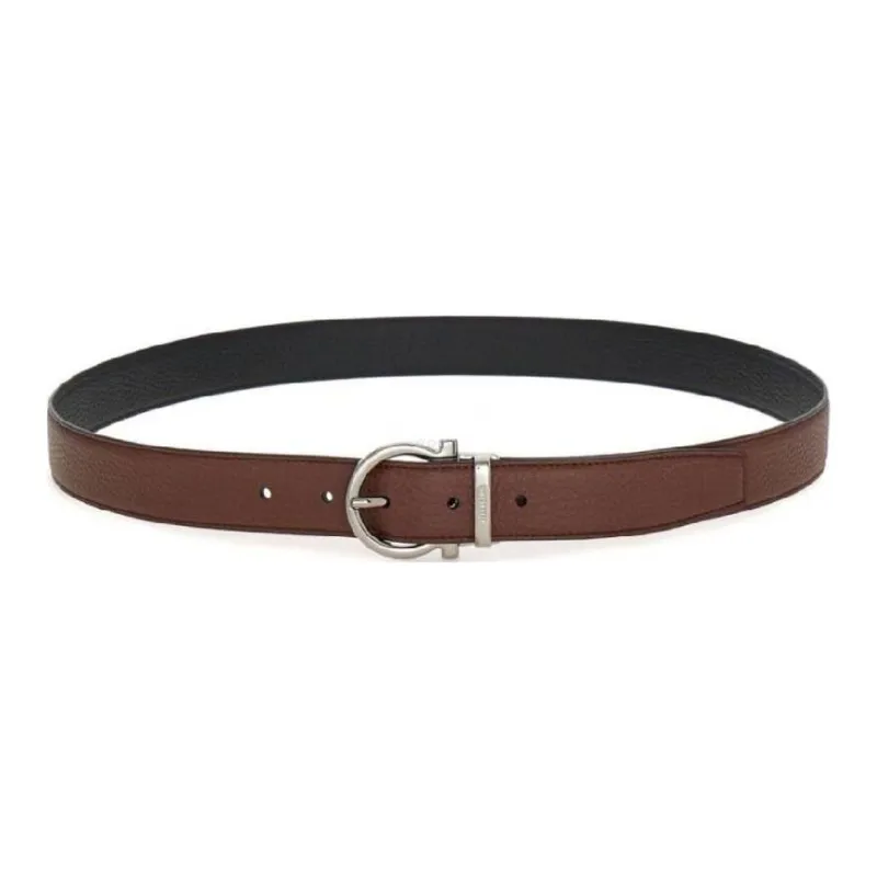 FERRAGAMO Leather Leather Belts Men's Brown Width 2.8CM-0