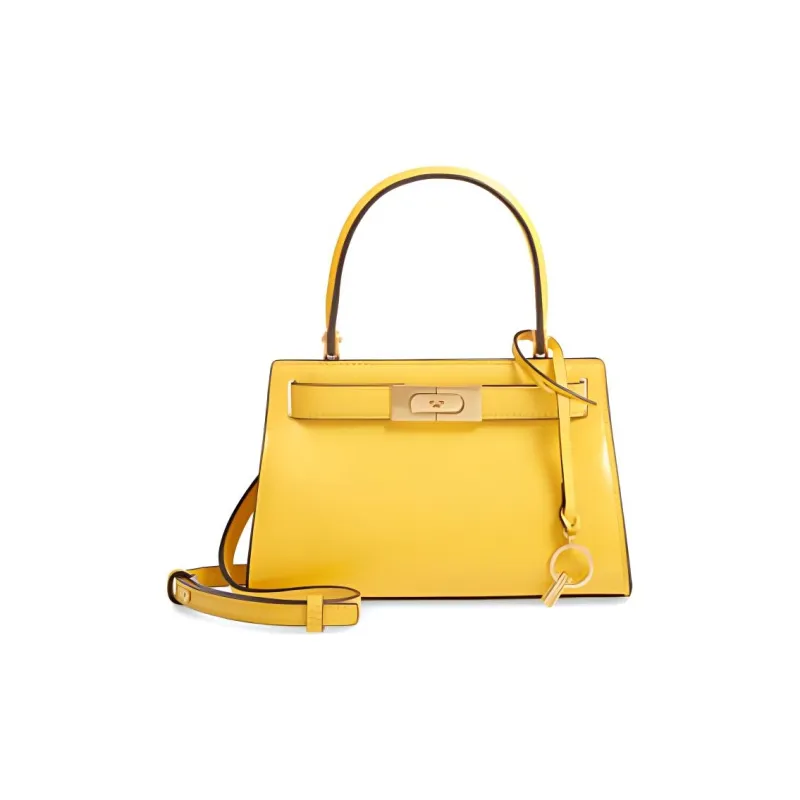 TORY BURCH Lee Radziwill Cow Leather Tote Portable Crossbody Bag, Shoulder Bag Women's Lemon-1