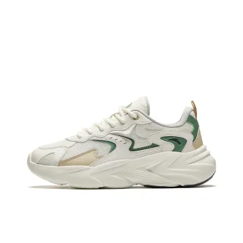 Anta Slip Resistant, Abrasion Resistant, Breathable Low Top Casual Shoes Women's White Green Yellow
