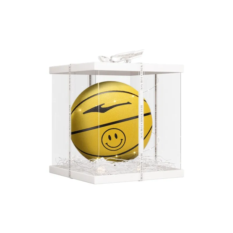 Erke Smiley Face Collection Rubber Basketball Black Yellow Size 7.5 Training Competition Unisex-6