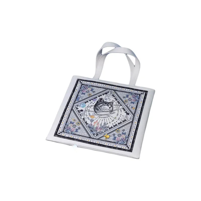 MAH Polyester Shoulder Bag, Handbag Regular Unisex Gray White-4