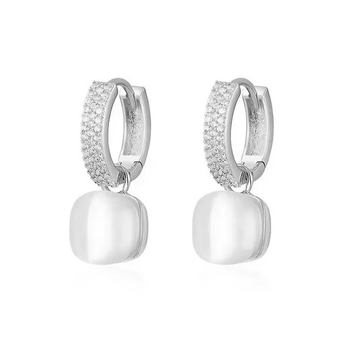 Vegetarian Glass Cat Eye Earrings Women's-0