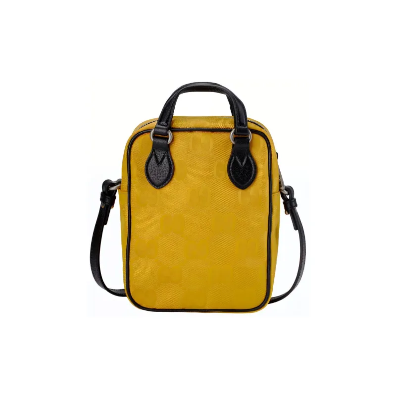 GUCCI Nylon With Leather Shoulder Bag, Crossbody Bag, Handbag Unisex Yellow & Black-2
