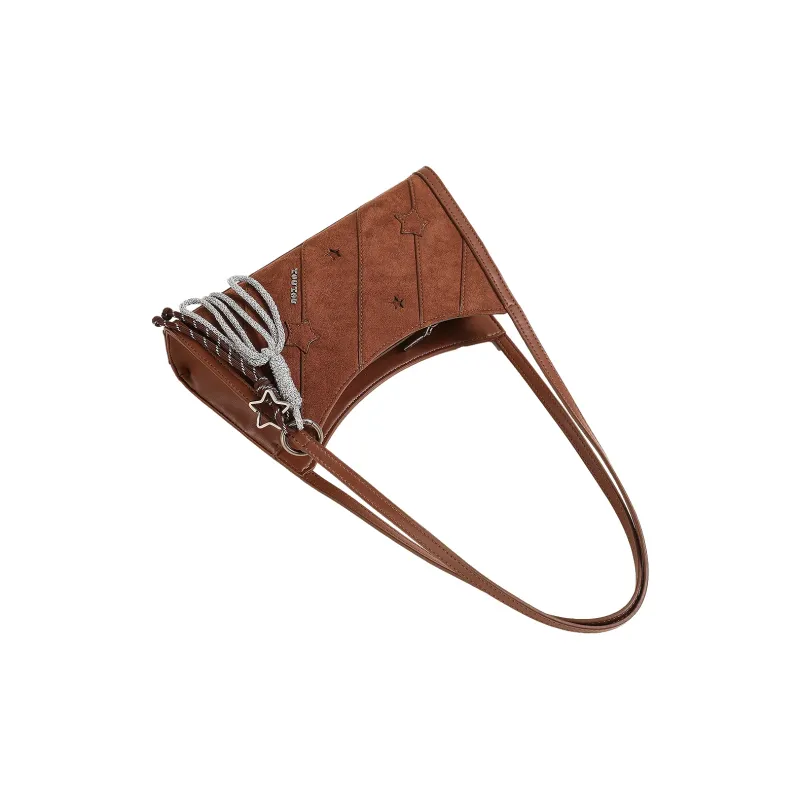 TOUTOU Synthetic Leather Shoulder Bag Medium Size Women's Stars Brown Sand-3