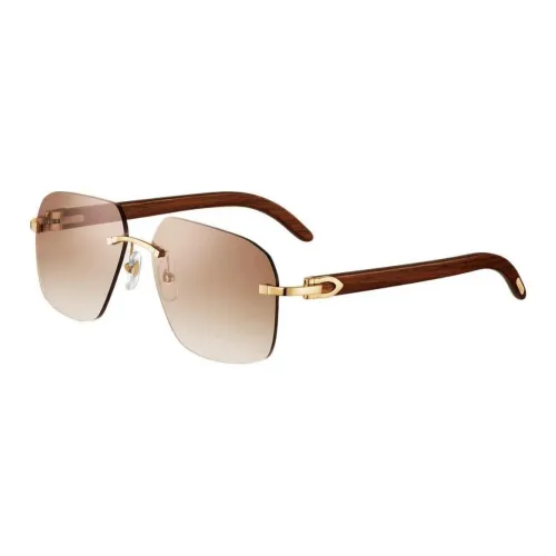 CARTIER Metal Wooden Square Sunglasses Men's Brown