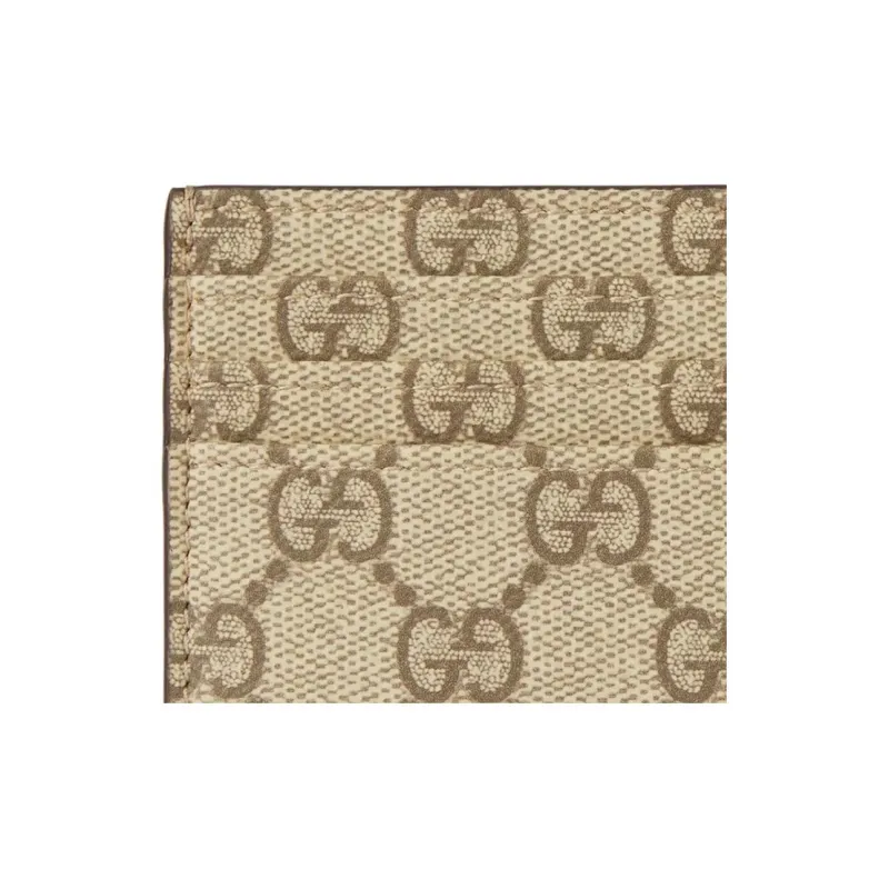 GUCCI GG Emblem Coated Fabric Card Holder Unisex Beige & Dark Brown-4