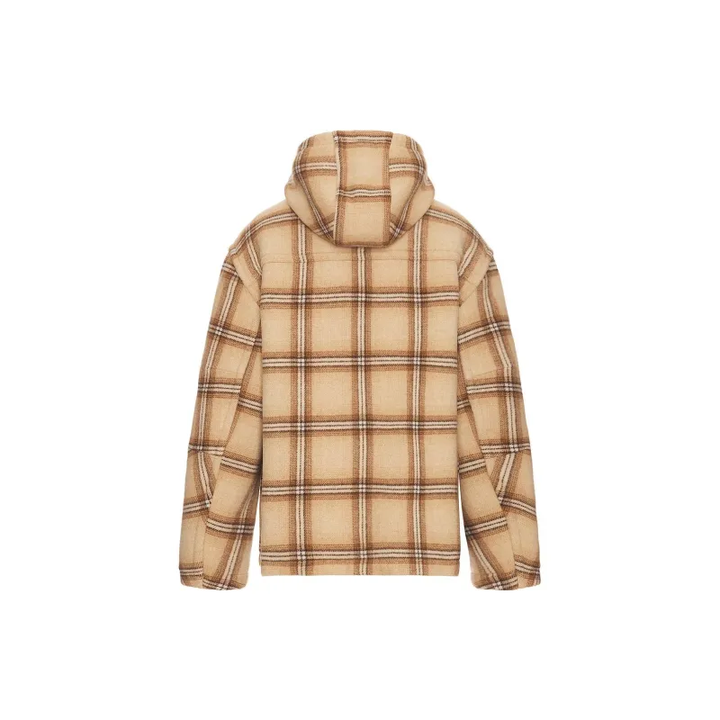 ISABEL MARANT Checked Hooded Drawstring Trim Jacket-1