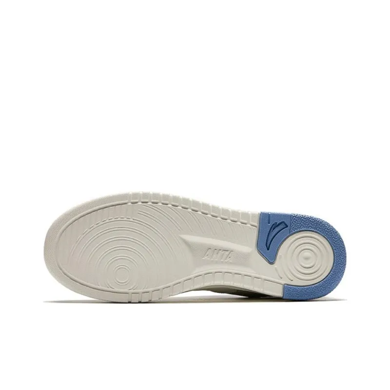 Anta Broken Bamboo Slip Resistant Cushioning Low Top Skateboard Shoes Men's White Brown Blue-4