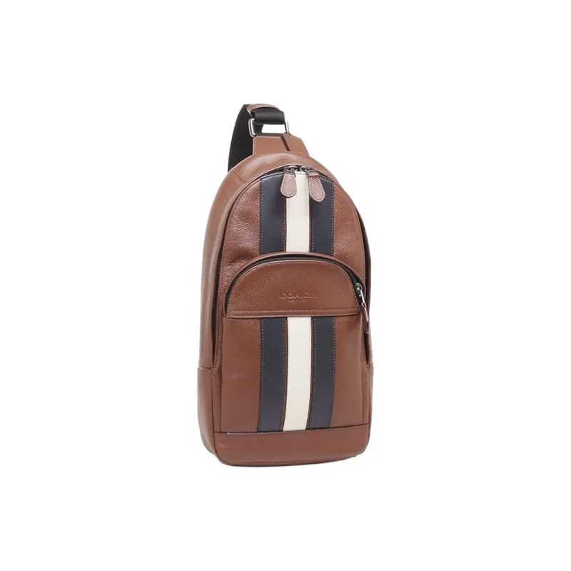 COACH Houston Cow Leather One Shoulder Crossbody Sling Bags Medium Size Men's Brown-2