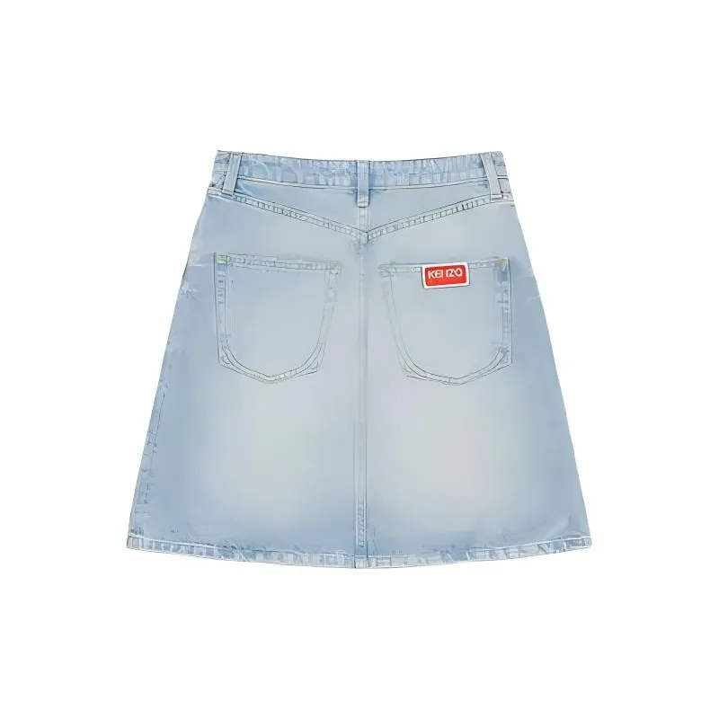 KENZO Straight Hem Denim Skirt-1