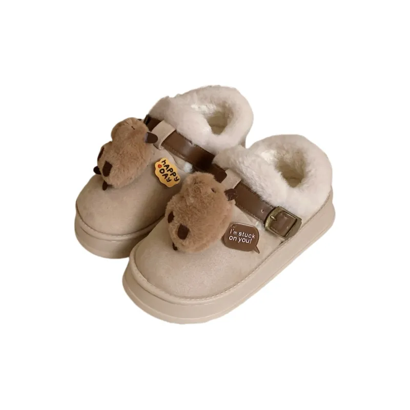 SHIGUDE Cotton Slippers Women's Brown-6