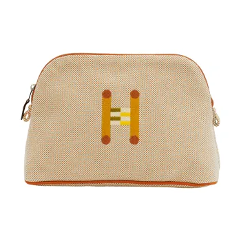 HERMES Bolide Canvas Storage Bag Women's Orange