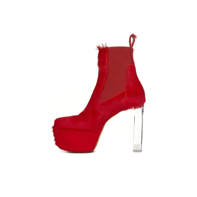 RICK OWENS/RO Crew Chelsea Boots 10cm Women's Red-0