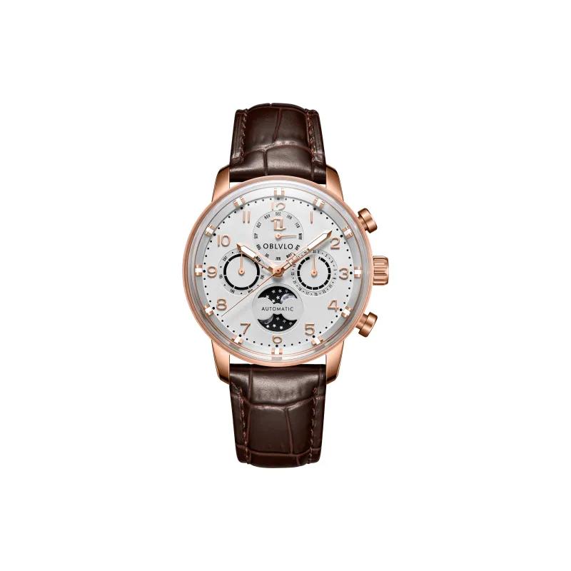 OBLVLO High End Business Casual Mechanical Movement Watch Men's Watches Black Dial-2
