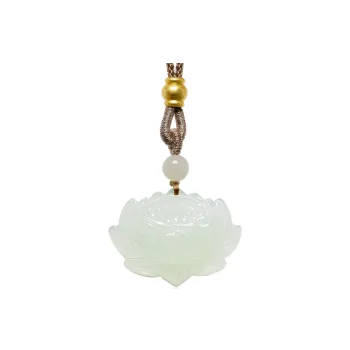 MARY WINDSOR Hetian Jade Lotus Pendant Pale Greenish White Jade Unisex
