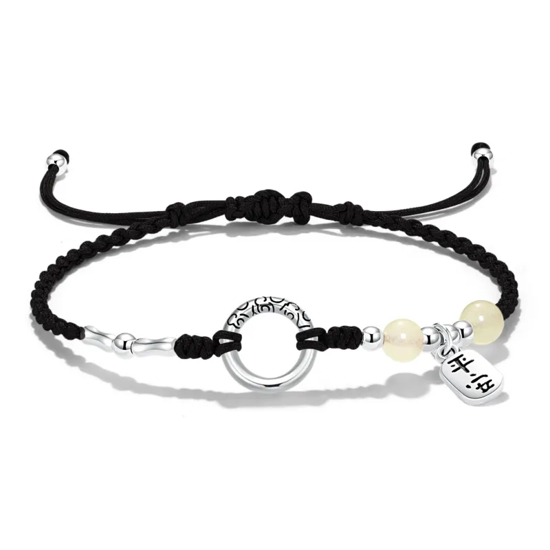 ERROR Alloy Bracelets Unisex Red String/Cherry Blossom Pink/Black Cord-10