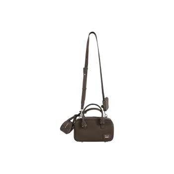 Crying Center PU Boston Bag Handbag Medium Size Unisex Gravel Brown