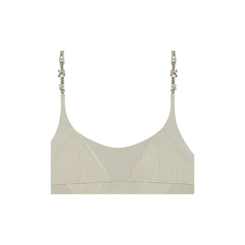 GIVENCHY Long Dress With 4G Claw Shoulder Straps Slip Dresses Women's Pearl Gray-4