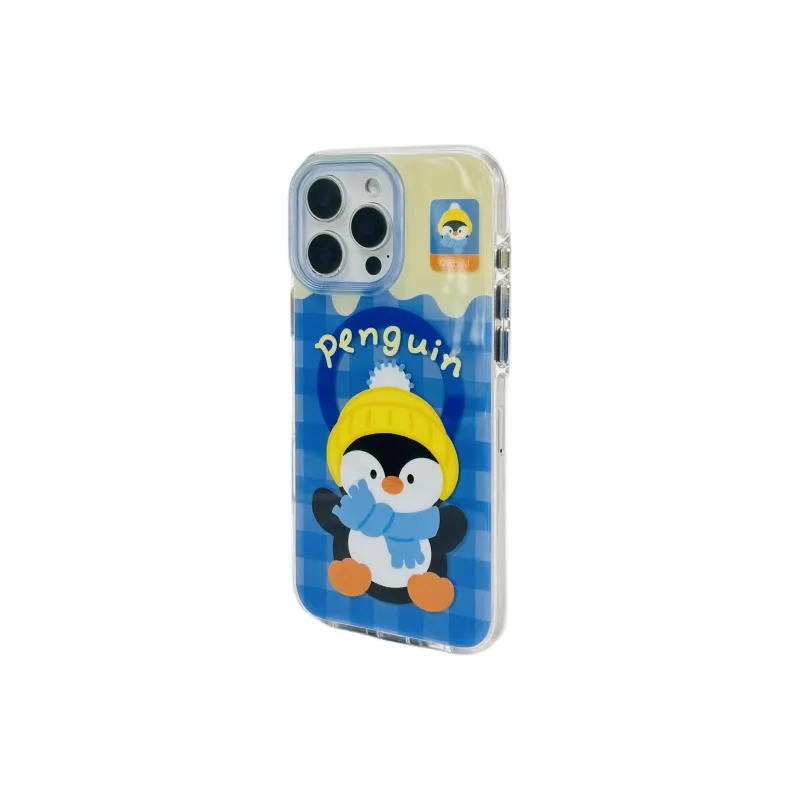 Wei Xin Acrylic Material Penguin Magnetic Stand Phone Cases Compatible With IPhone 16/15 Pro Max/Apple 13/14 Pro/Max-7