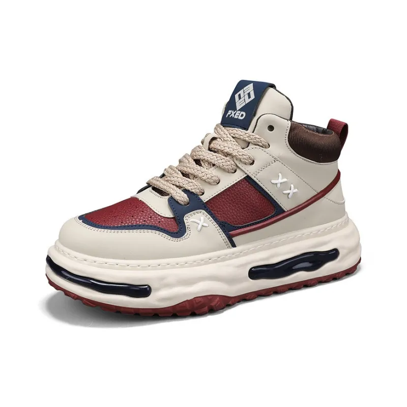 MABEL&CO High Top Skateboard Shoes Men's Beige Red-0