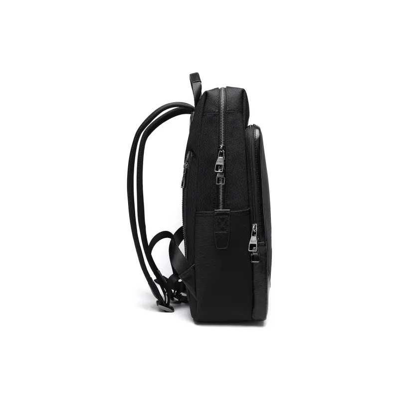 ELLE HOMME Fabric With Cow Leather Backpack Regular Men's Black-3