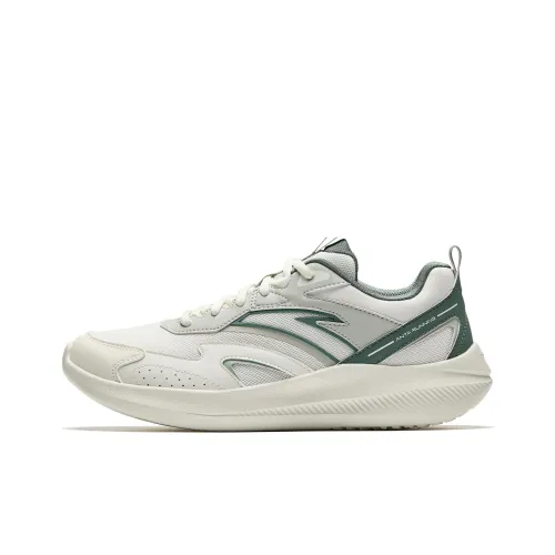 Anta Anti Slip And Wear Resistant Breathable Low Top Casual Running Shoes Men
s White Gray Green