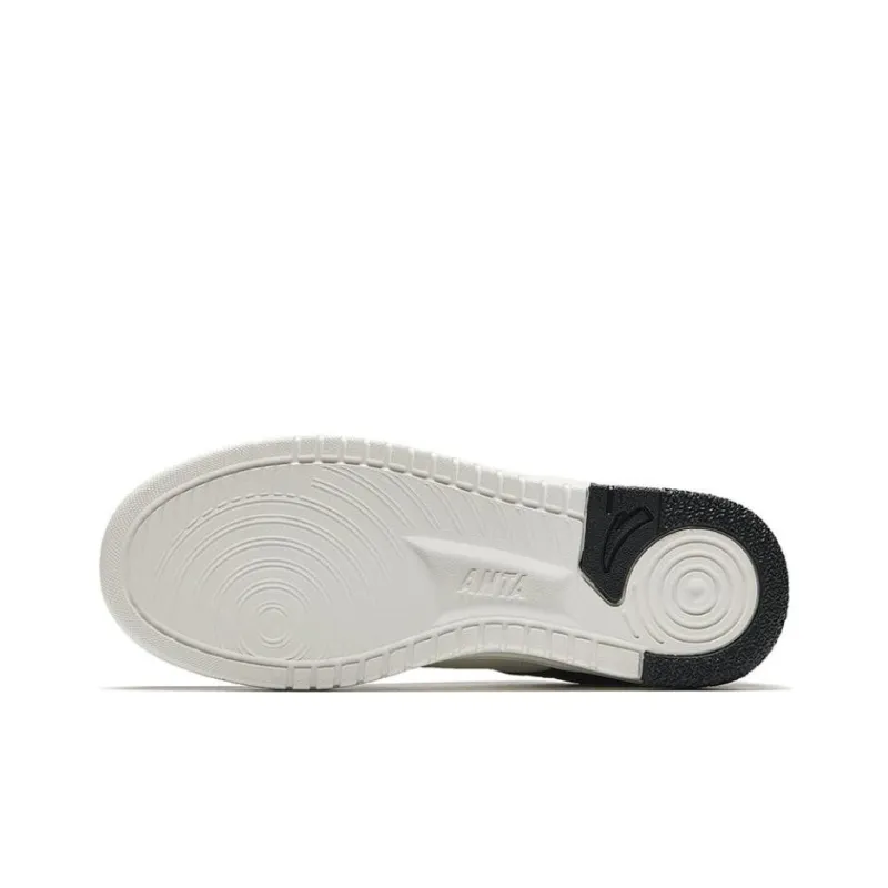 Anta Broken Bamboo Anti Slip Wear Resistant Low Top Skateboard Shoes Women's White Black-4
