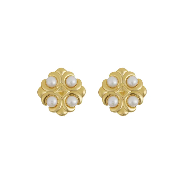 Bi disc Natural Freshwater Pearls Stud Earrings Unisex-3