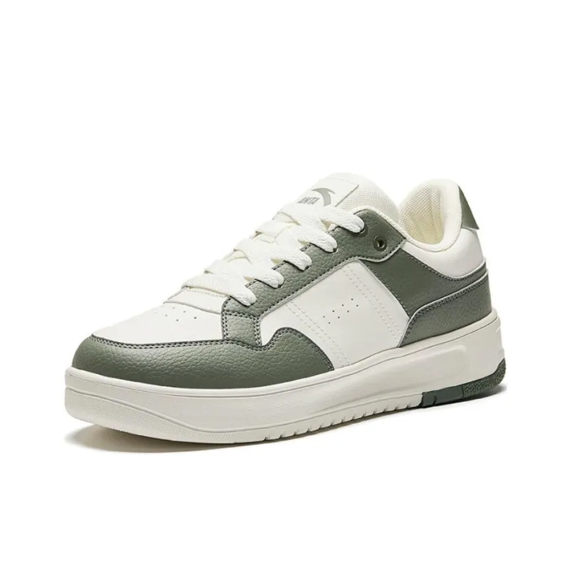 Anta Broken Bamboo Anti Slip And Wear Resistant Lightweight Low Top Skateboard Shoes Men's White Green-1