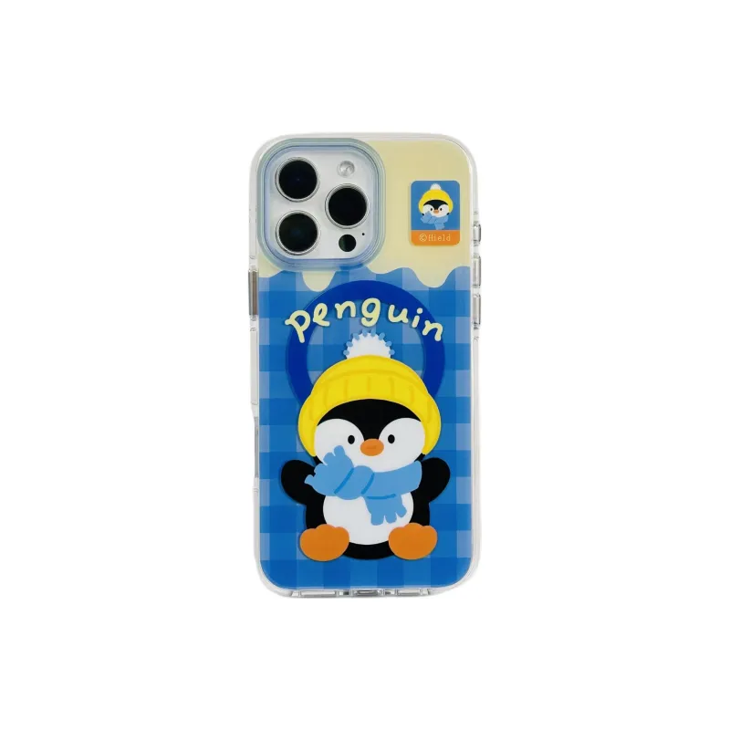 Wei Xin Acrylic Material Penguin Magnetic Stand Phone Cases Compatible With IPhone 16/15 Pro Max/Apple 13/14 Pro/Max-5