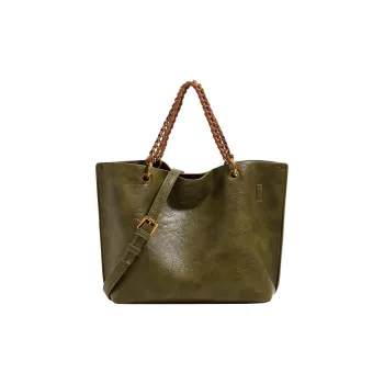 H YXIANG Microfiber Synthetic Leather Tote Bag Shopping Bag Shoulder Bag Handbag Women's Olive Green