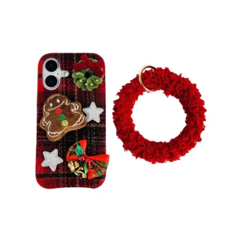 Wei Xin Plush Material Flannelette Gingerbread Man Phone Cases Compatible With IPhone 16/15 Pro Max/Apple 13/14 Pro/Max