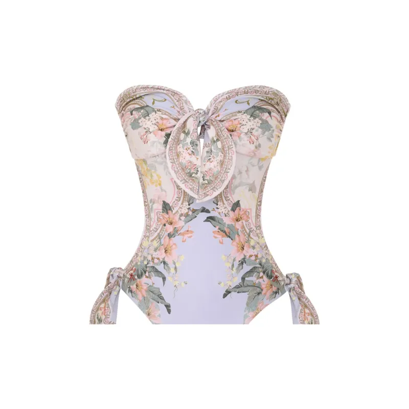 Zimmermann FW24 One piece Swimsuit Women's Blue Floral Pattern-1