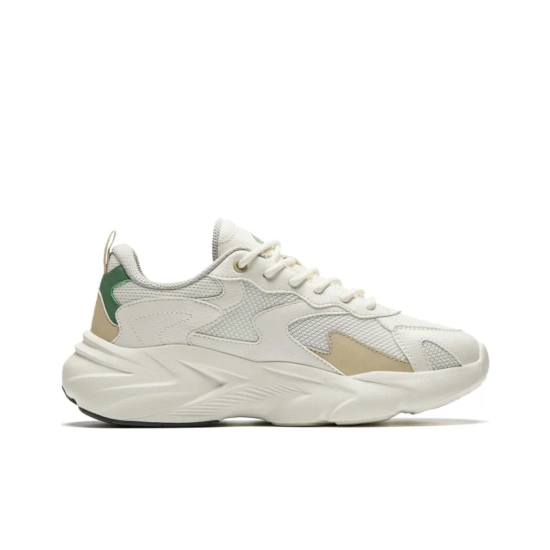 Anta Slip Resistant, Abrasion Resistant, Breathable Low Top Casual Shoes Women's White Green Yellow-1