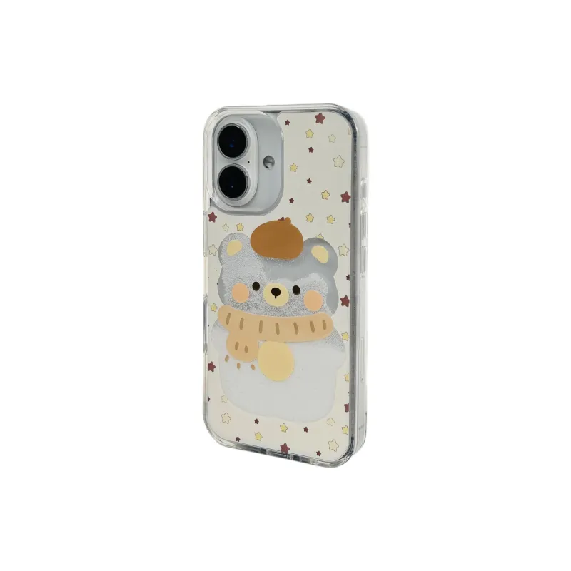 Wei Xin Acrylic Material Stars Sand Snowflake Bear Phone Cases Compatible With IPhone 16/15 Pro Max/Apple 13/14 Pro/Max-2