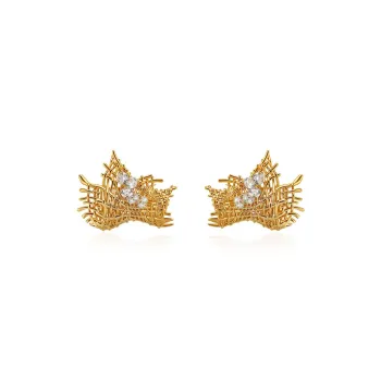 BOONEE ALUS Copper Gold Plated/White Gold Plated Copper 925 Sterling Silver Needle Stud Earrings Women's