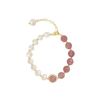 NATURALLYJOJO Freshwater Pearl Bracelets Women's White/Pink