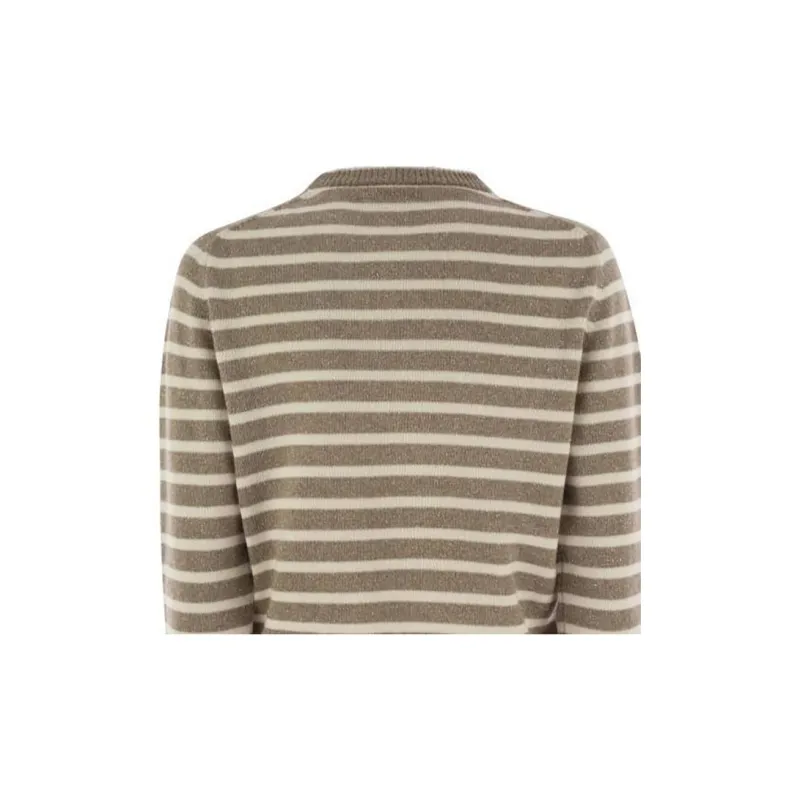 Brunello Cucinelli Striped Sequin Embellished Crewneck Jumper-4