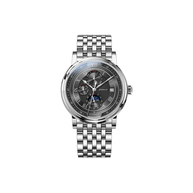 BORMAN Automatic Mechanical Movement Stainless Steel Watchband Watch Men's Watches White Dial-2