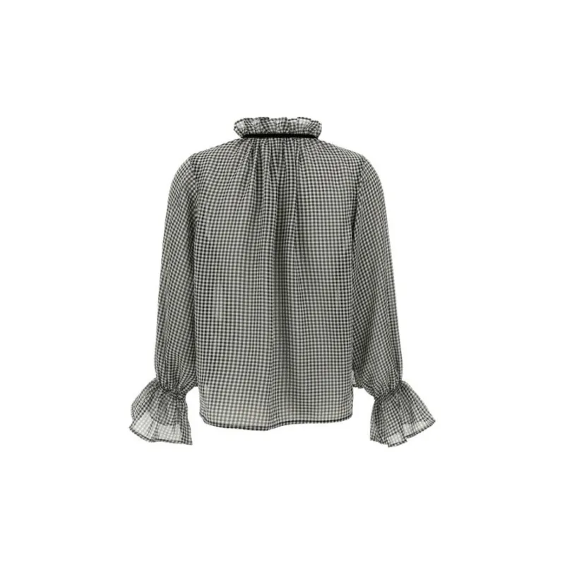 GANNI Checkered Pattern Button Up Shirt-1