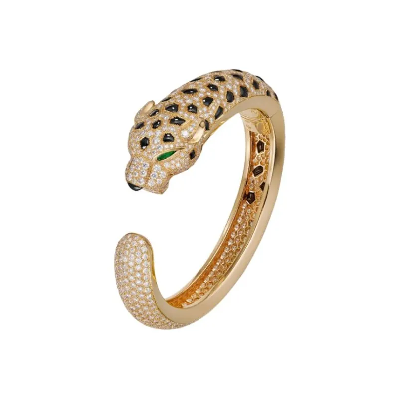 CARTIER 18K Gold Emerald Onyx Diamond Bangles Women's Gold-1