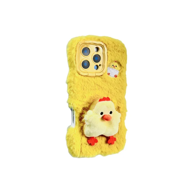 Wei Xin Plush Material Plush Chicken Stand Phone Cases Compatible With IPhone 16/15 Pro Max/Apple 13/14 Pro/Max-1