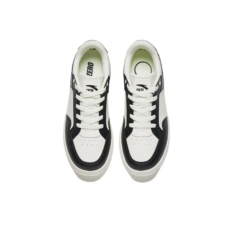 Anta Broken Bamboo Anti Slip Wear Resistant Low Top Skateboard Shoes Women's White Black-2