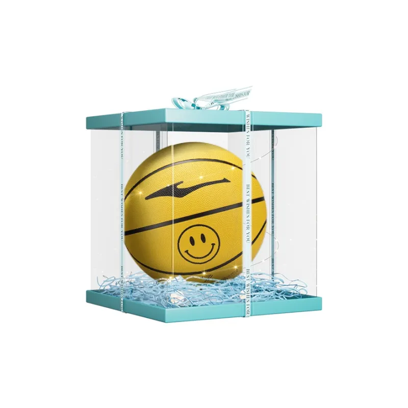 Erke Smiley Face Collection Rubber Basketball Black Yellow Size 7.5 Training Competition Unisex-7
